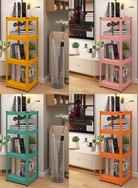 A10L峰阳白色电视柜旁置物架落地多层花架铁艺轻奢客厅书架收纳架