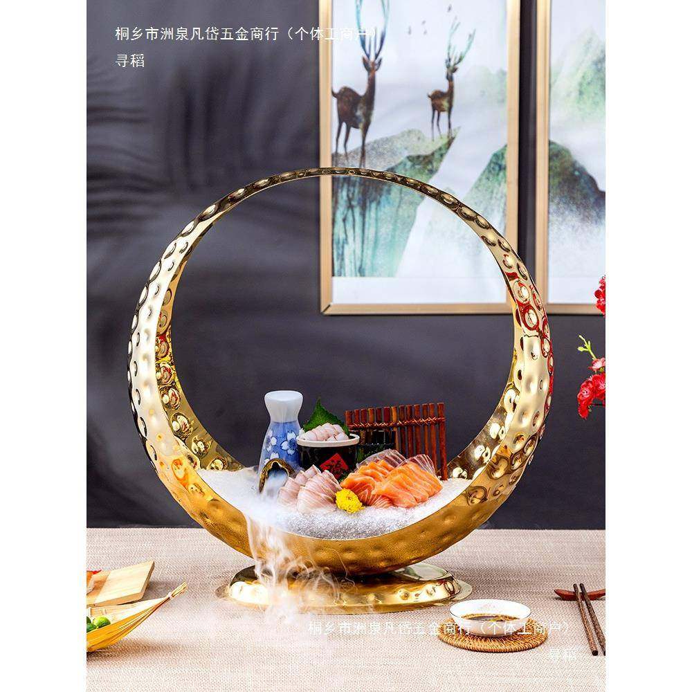 海鲜造餐QYS刺身盘冰盘鱼大三姿文鱼生刺生摆盘盘子意境菜具