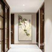 4068道装 迎客松关挂画20户走24玄新款 廊过xwA 饰画入正对门墙壁画