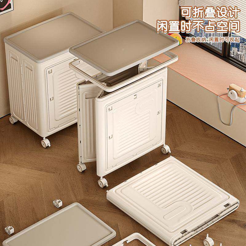 折叠收纳箱带滑轮玩翻具子616卧衣服被整理箱大容量家用盖室储物