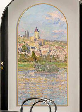 现代法式入户画关装饰轻奢竖版拱形挂画走廊过道玄莫景al202305奈