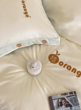 A轻奢简约长学绒棉全棉四件套纯棉刺绣被套SJT8.2单床床笠类生三