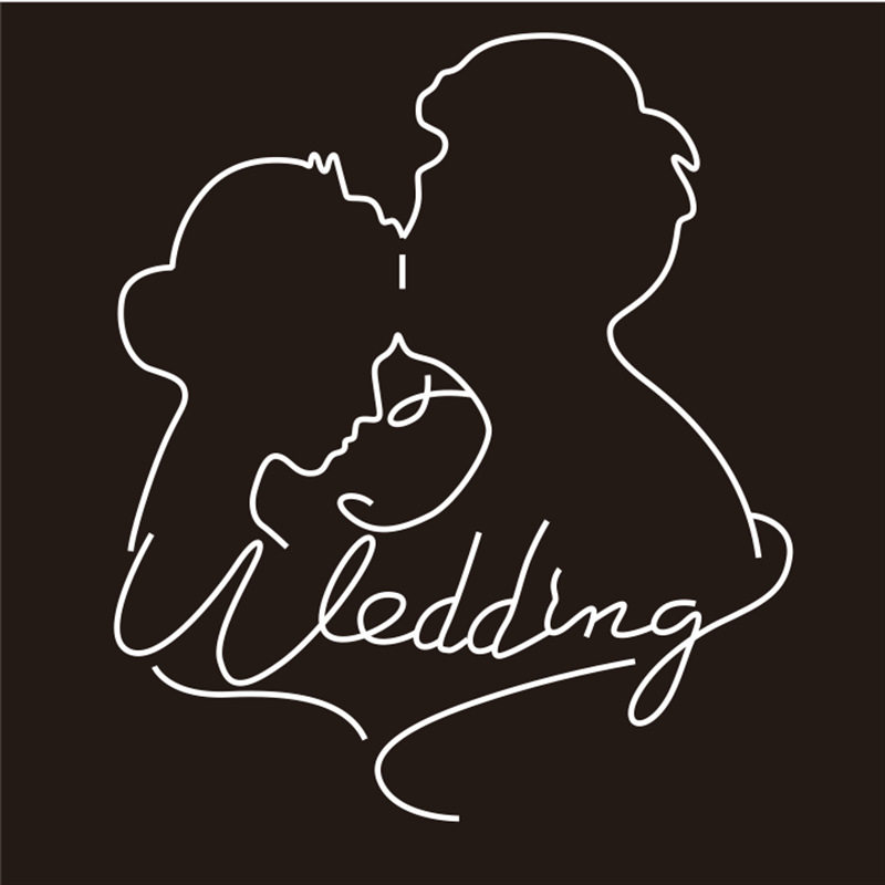 婚礼logo情侣头像人像剪影霓虹灯发光灯牌婚庆求婚布置背景装饰