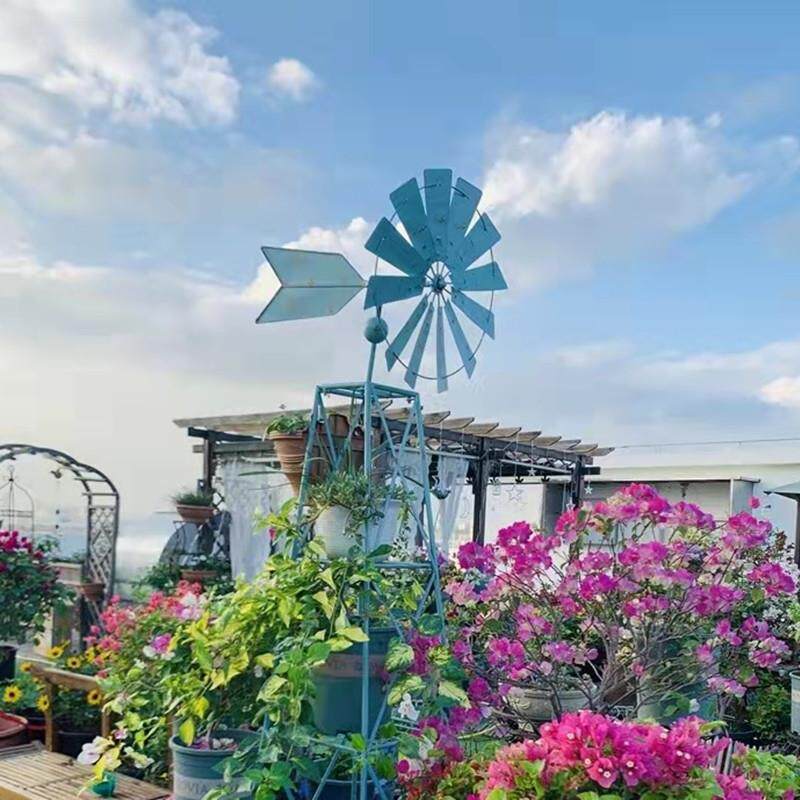 铁艺风车落地式花架花园庭院装饰置物层架铁线莲攀爬藤架一件