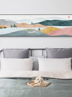 卧床清头装饰画简现代约横版酒店室客sw73厅壁挂画新抽象风景山水