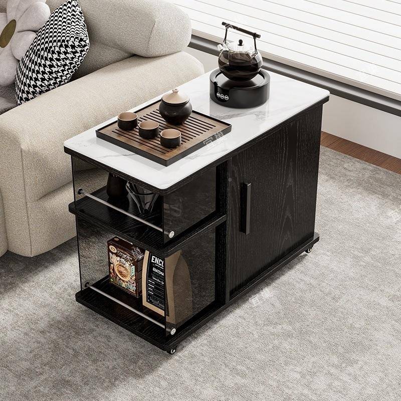 茶移动VKP茶水客厅约柜带柜边多功能小推简侧边实木迷车你沙发几