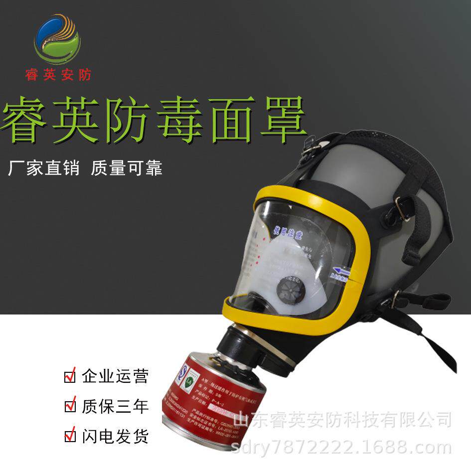 防毒面具全面罩自吸过滤式头戴防毒正压面罩滤毒罐活性炭