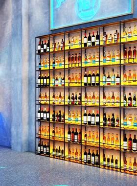 j8啤酒柜酒吧吧台光置断QLB物酒架展示架落地红酒餐铁厅艺隔壁挂g