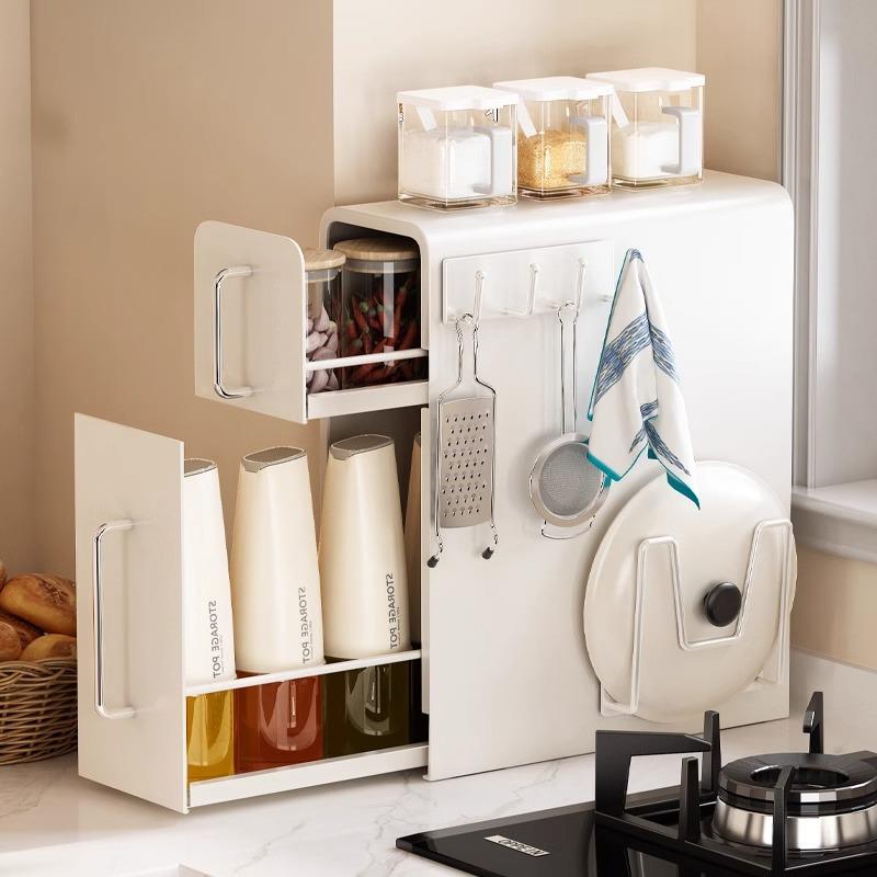 抽多功能味WLC厨房用品收纳柜台面窄边调料架拉式调品架置物跨境