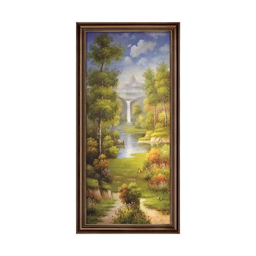 美式山水入户玄关装饰画走廊过道竖版挂画客厅正对门大幅壁画招财