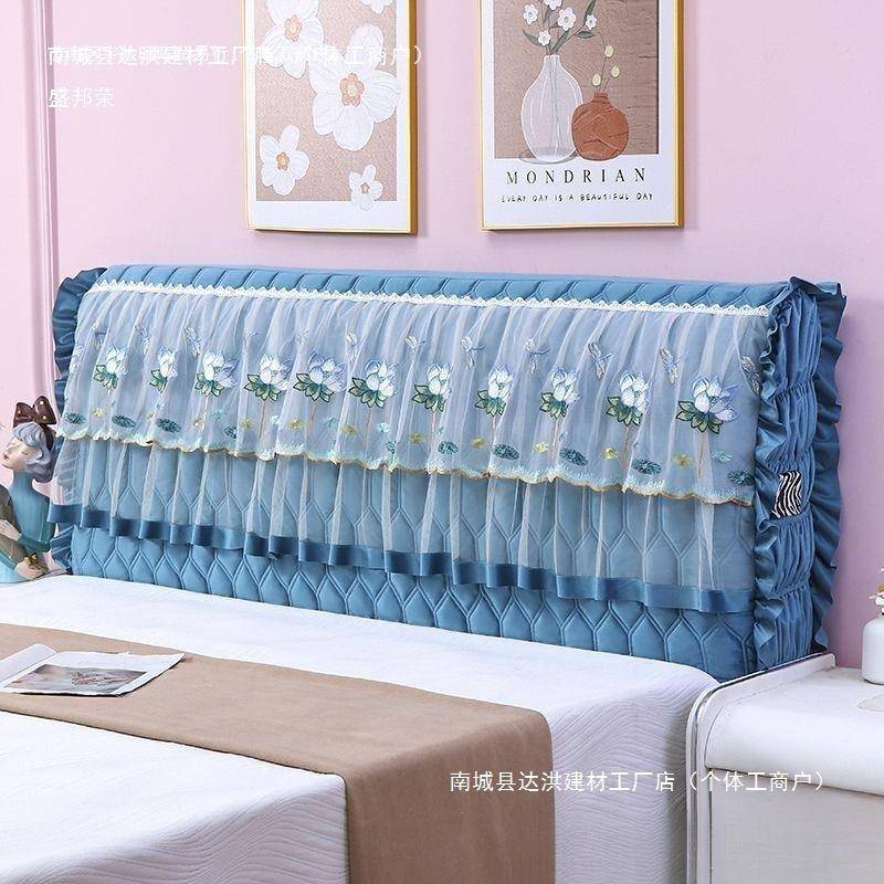 全包床头床头罩保护套实木夹棉软包新款床头套罩加厚绒布包邮