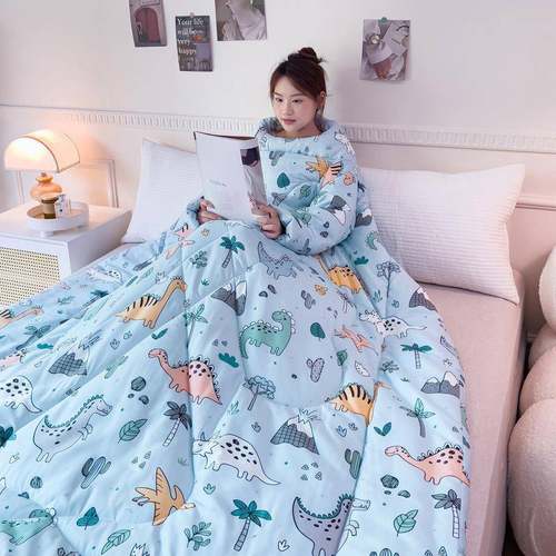 可折叠抱枕懒人被冬被看电视保暖午休衣服车载两用可穿冬季带袖被