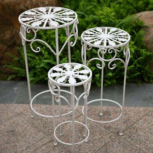 现代简约套三高脚圆形花凳户外阳台花园庭院绿萝盆栽铁艺花架