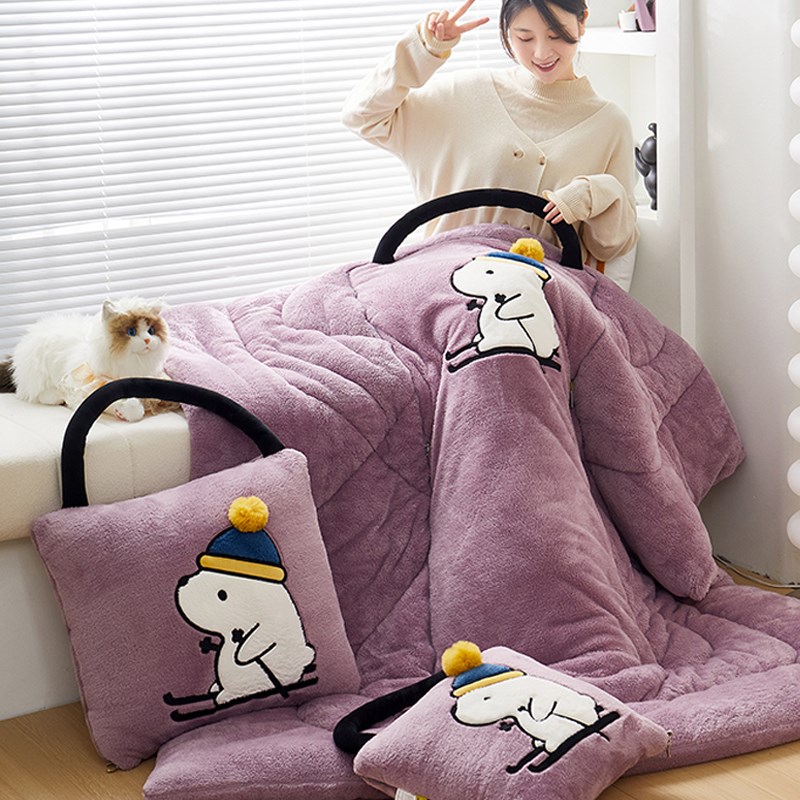 双面绒加厚保暖抱枕被子两用汽车上靠垫二合一P办公室午睡枕头新