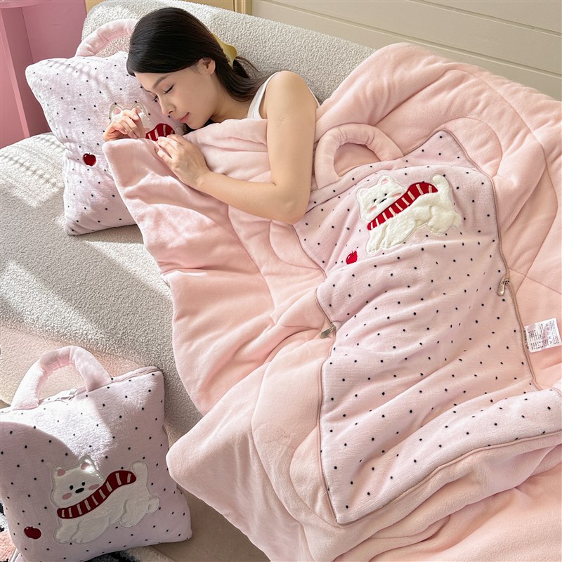 手提加厚抱枕被子l两用牛奶绒办公室午休靠垫学生宿舍午睡枕头盖