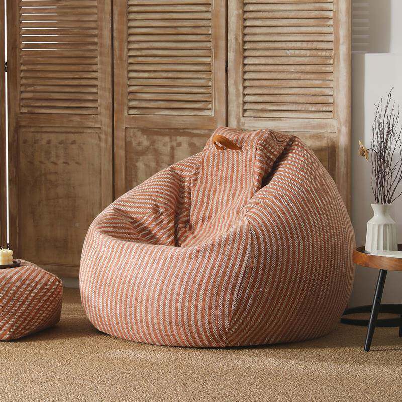 洗9W新款懒人沙发豆袋布高颜AKZ值条纹棉麻加赠套厚面料换袋可拆