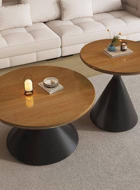 法式实木可移代大动茶几小户型客厅中古风边现几小茶GLV桌简约小圆几