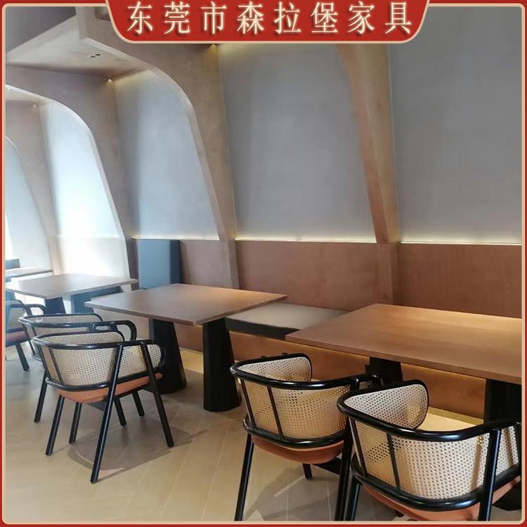 高档主题靠墙蛳卡厅座沙发茶QDD餐厅铁艺靠背椅子螺粉店餐桌餐椅