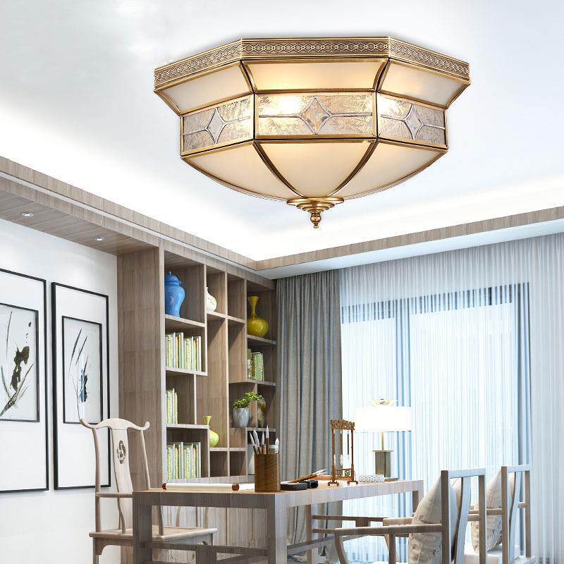 式铜吸顶灯美式客厅书房卧灯温馨全室简欧约圆形931入户走廊阳台