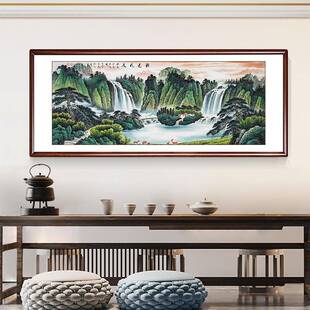 A6源远流长画手绘F768J59J聚宝盆风山水画客水厅装饰L画办公室国
