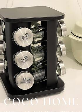 合套装组可旋转调料罐瓶盐家ltao1022用密封高置物架厨房不锈钢端