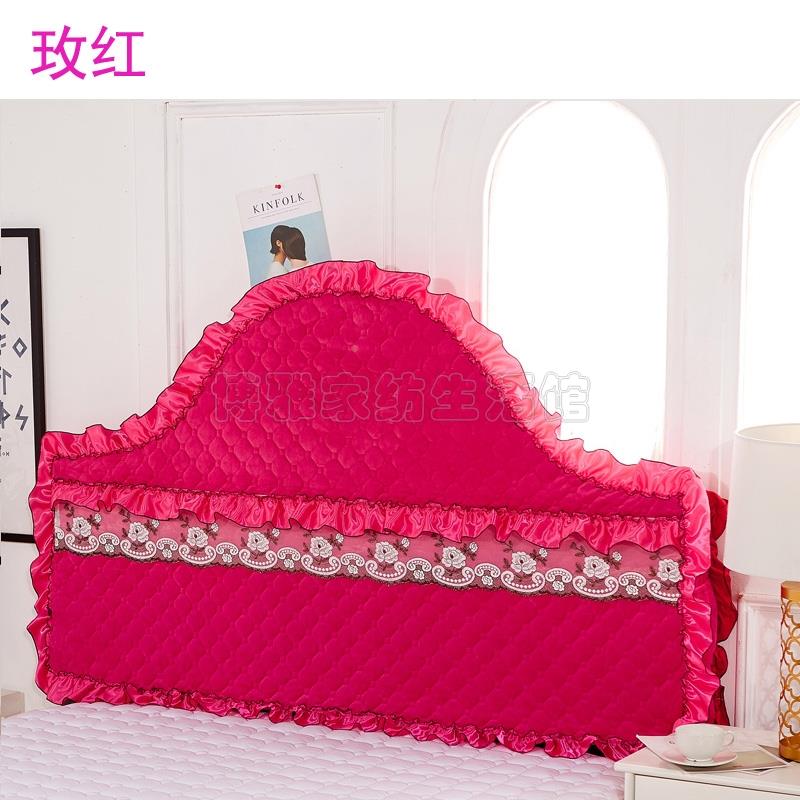 9Q式XC定式制加厚夹棉欧弧形半圆蕾丝床套实木头软包F759689J老床