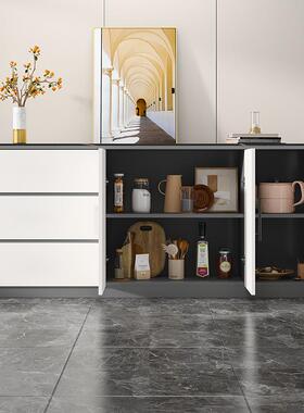 轻奢岩板餐边柜物现简约客厅靠墙茶水柜木柜子储AWI柜厨房代实置