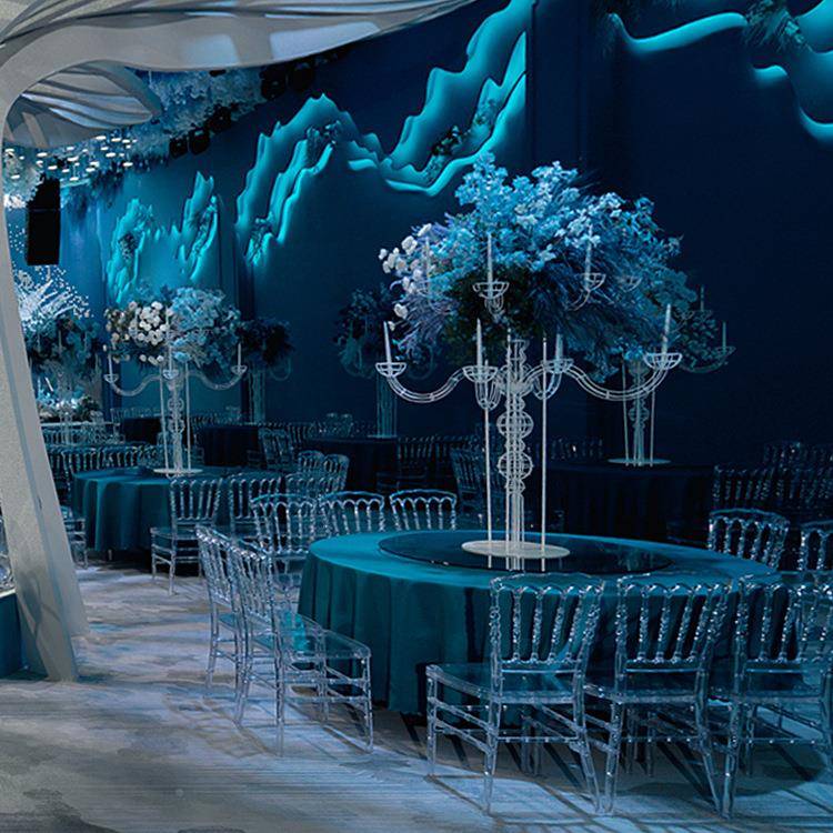 工厂婚庆YM-21竹节料椅PC亚克力椅酒子透明水晶椅店宴塑靠背会椅