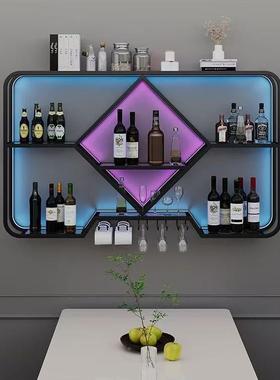 红酒酒柜家用墙面挂架式墙上酒架置物架纳壁挂展示客SNQ厅发光架