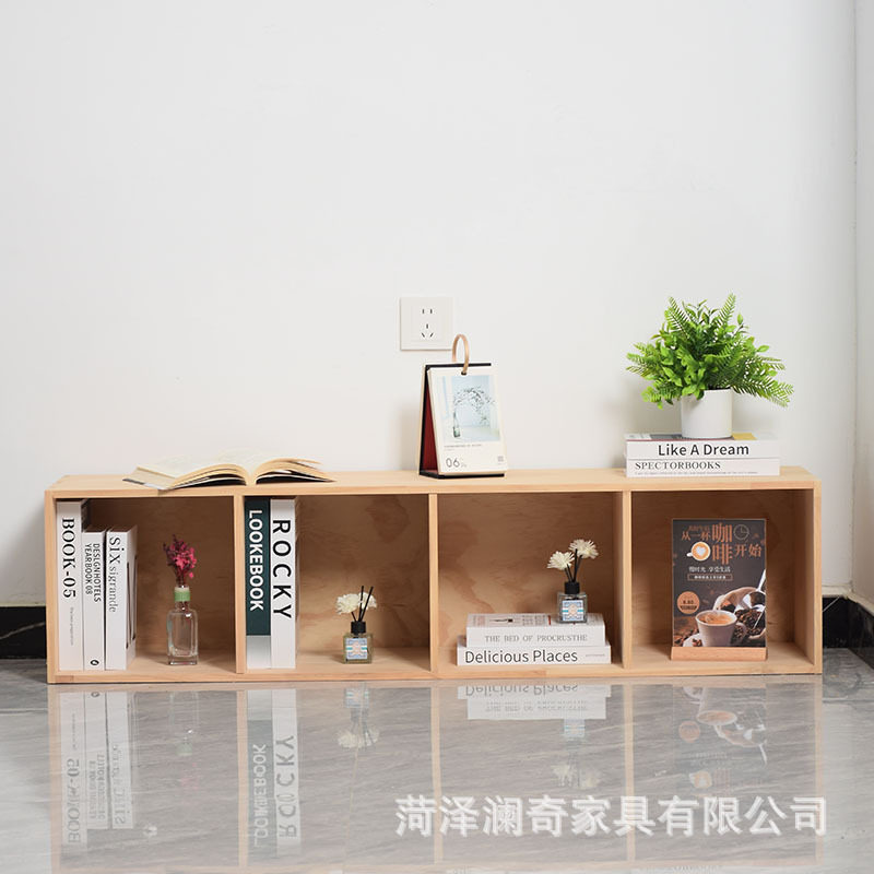 现货木质儿童书架家居落地儿童玩具绘本格子收纳架实木飘窗柜书柜