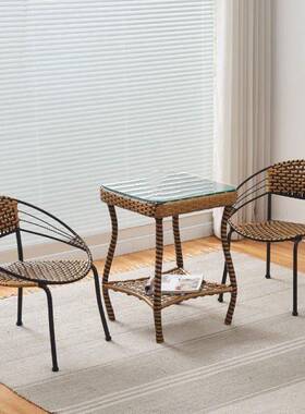 家HOX用织小藤椅子靠背椅客厅阳台休闲手编藤椅矮工凳餐子椅