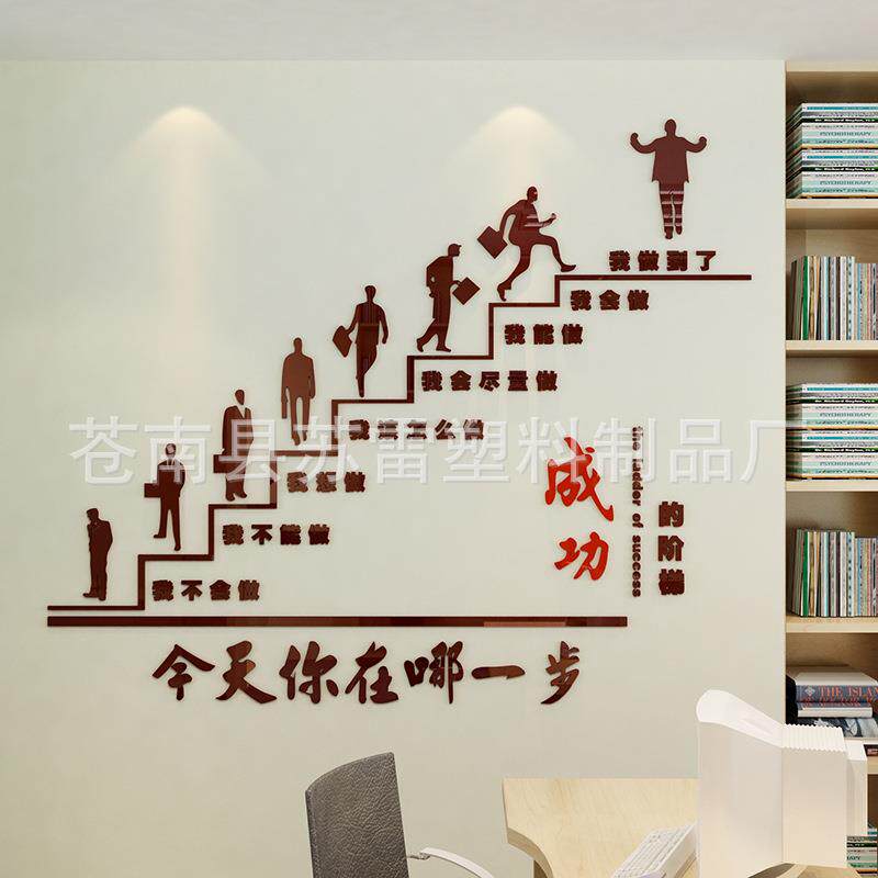 成功阶墙贴创意志文字贴纸办公室梯MYN装励饰企业文化亚克力的墙