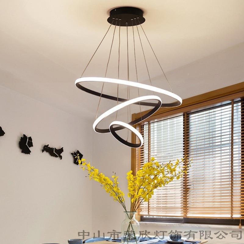 新款LED客餐厅吊灯创室意环形灯个性厅吧台灯简约现代轻奢圆吊形