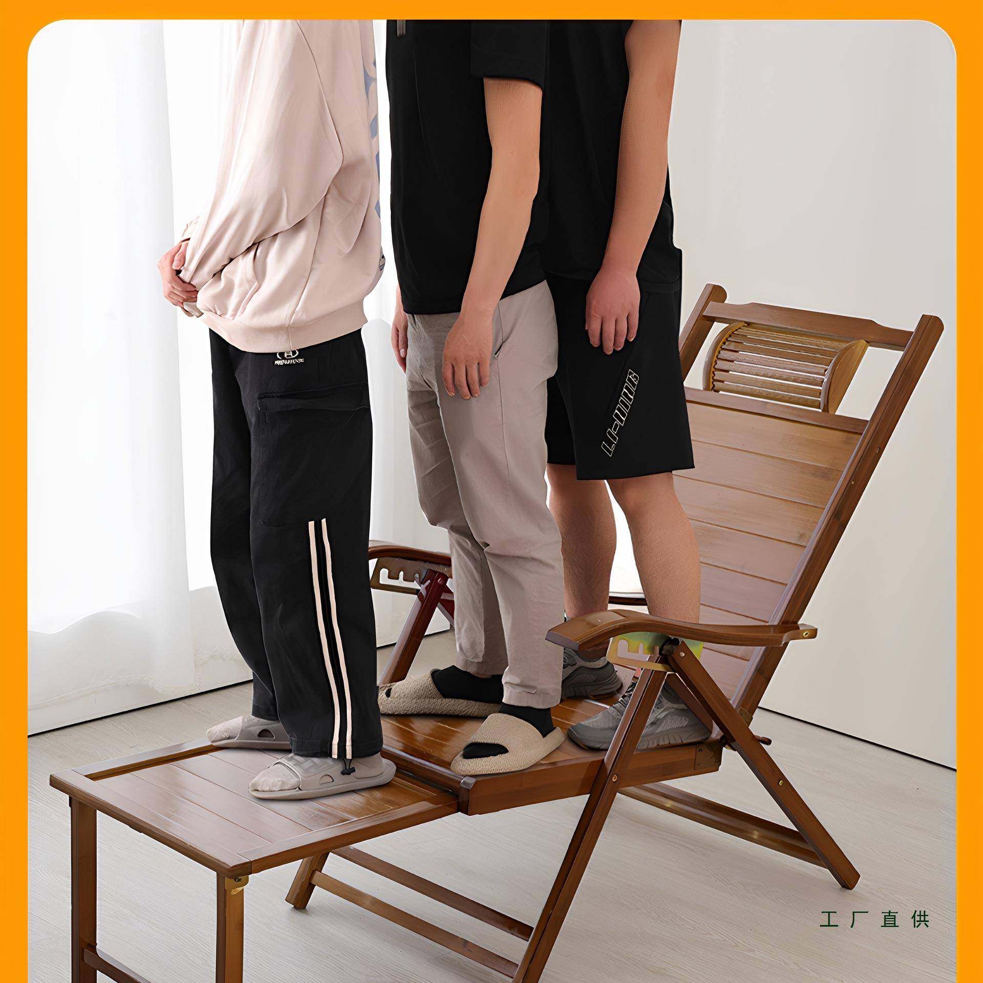 躺椅午休折叠睡阳台家用休平闲午老人背懒人大人老QBT式靠躺竹凉