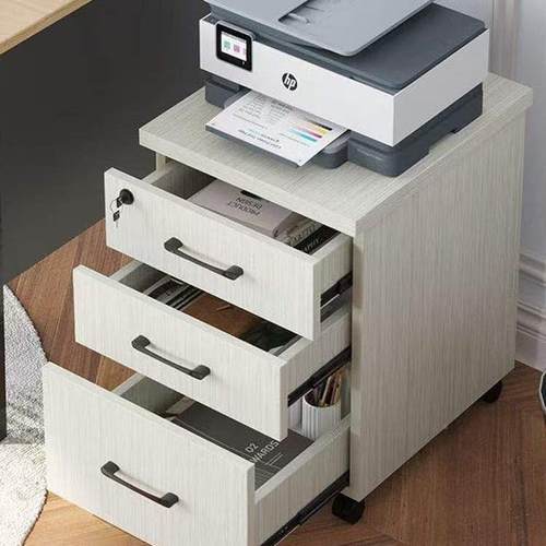 木三抽可移柜办公质桌下资料柜办公物储柜文件柜带985锁抽屉小柜