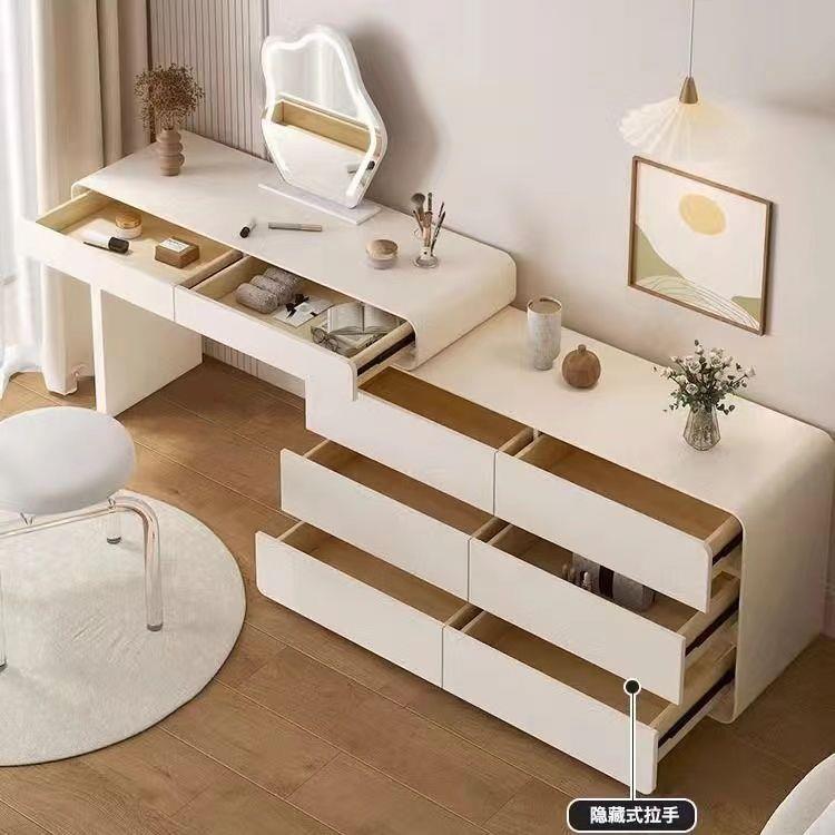 实木梳妆台八斗书六柜一体化妆台斗桌卧室大收纳柜桌烤漆化妆简约