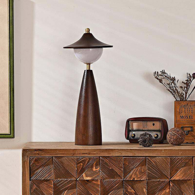 美式灯复古台房2323台灯灯中古胡桃木卧室床头氛酒围台设计师店样