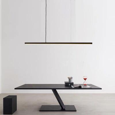 新款全铜条餐厅吊灯现代简几约长何办公467餐室岛台吧台一字桌吊