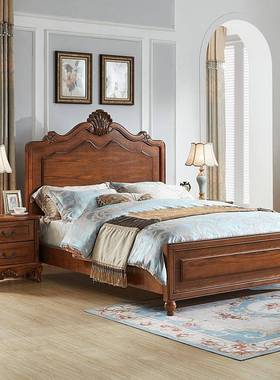 W美式实木床卧KCU室71.5/1.8床米全实木大床51米欧式床主卧婚床双