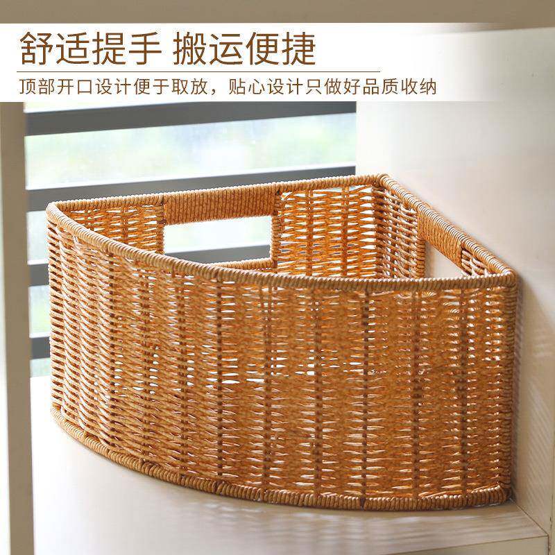 藤编三角收仿柜纳筐衣形转角扇储IJ165156物箱贴合墙角玩具杂物整