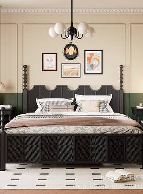 卧法式新款中古风头柜白蜡木主室床全实木头收纳柜复古TFW床床边