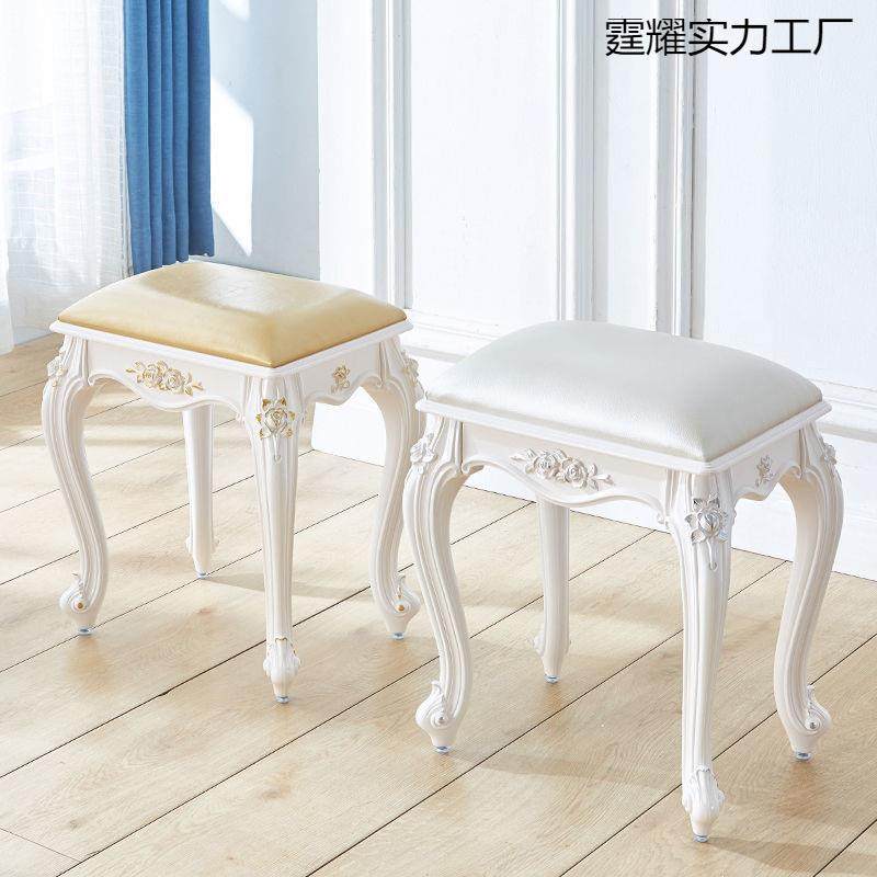 欧SCH式美式梳妆凳子公化凳软妆包小方凳台家用椅主卧室美甲凳古