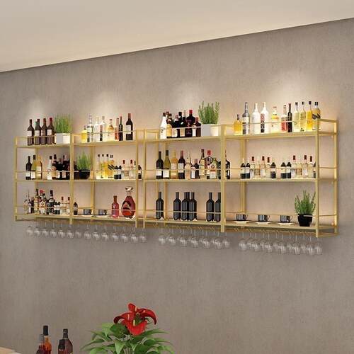 款壁挂酒架铁艺吧台上墙置物架新酒餐厅壁挂式吧酒柜红酒展RKM示