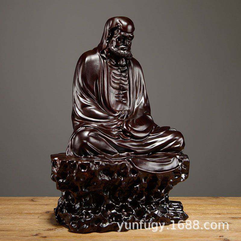 黑檀木达摩祖师神像摆件实木质禅意家居玄关客厅供奉工艺装饰品