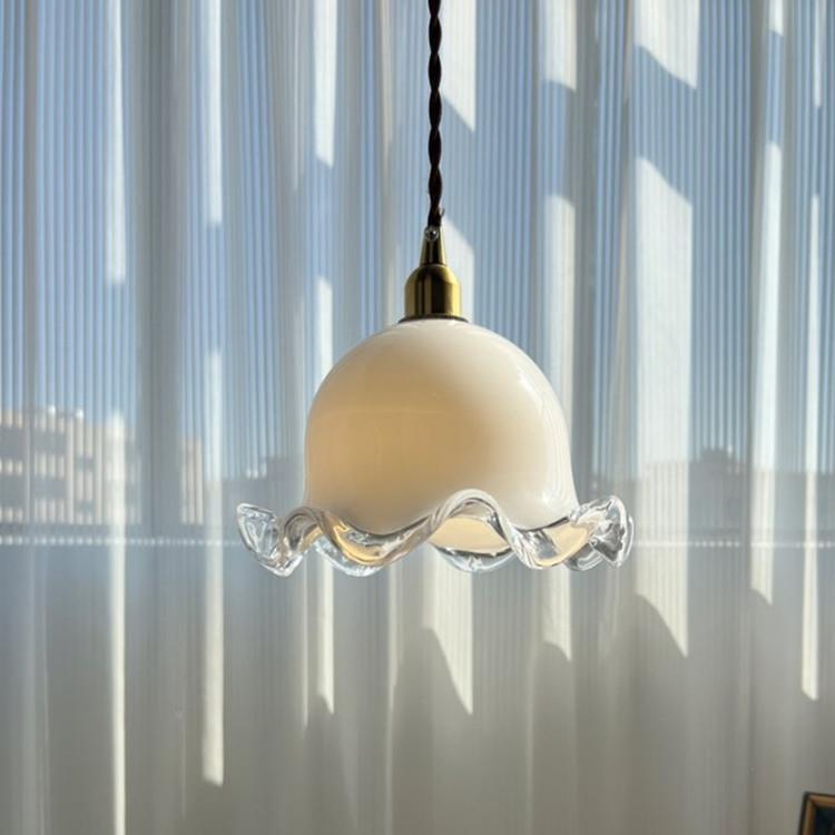 法式花苞小吊灯餐X180吧台油风小清新奶奶白手工厅玻璃卧室头吊床