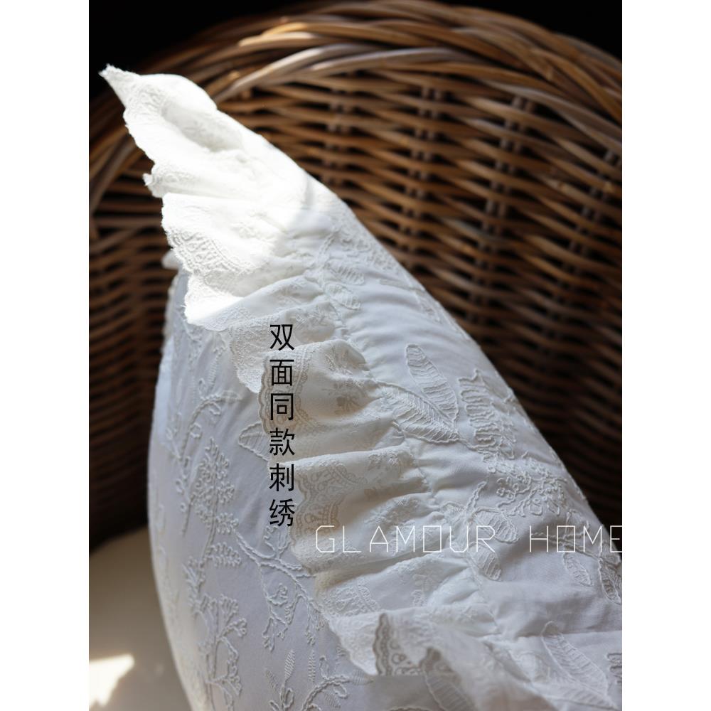 双面重花工式刺绣边抱枕靠枕腰枕沙发子客厅HYxlltwu凳椅子法复古