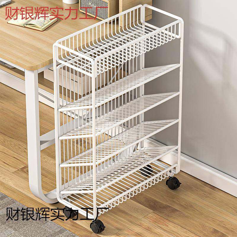 可移动架桌边落地纳架书课桌财银辉实旁小学收生学习书本轮置物带