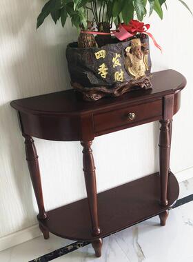 美式玄关客柜桌轻式奢风厅LGZ走廊子半圆端景台隔断装饰美靠墙置