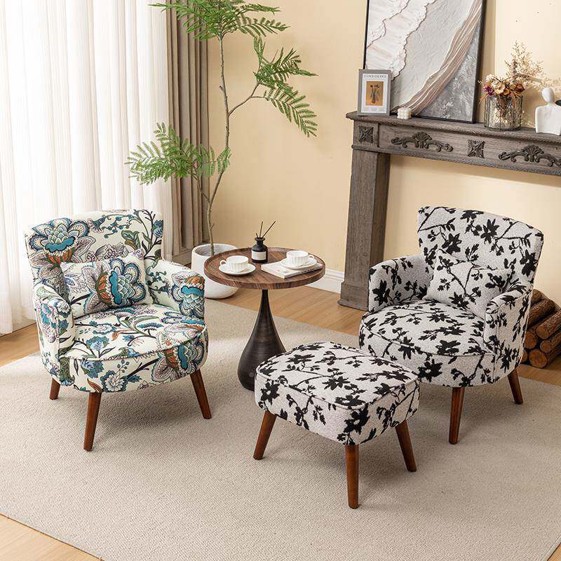 美式复古单卧人沙发椅客化厅阳台木椅实子室小户356型布艺老虎凳