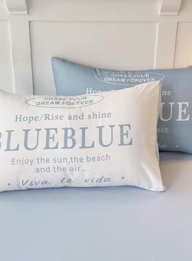 简约四水洗棉件套双拼纯色Z2025010卡通枕套生宿舍床三单学被套床